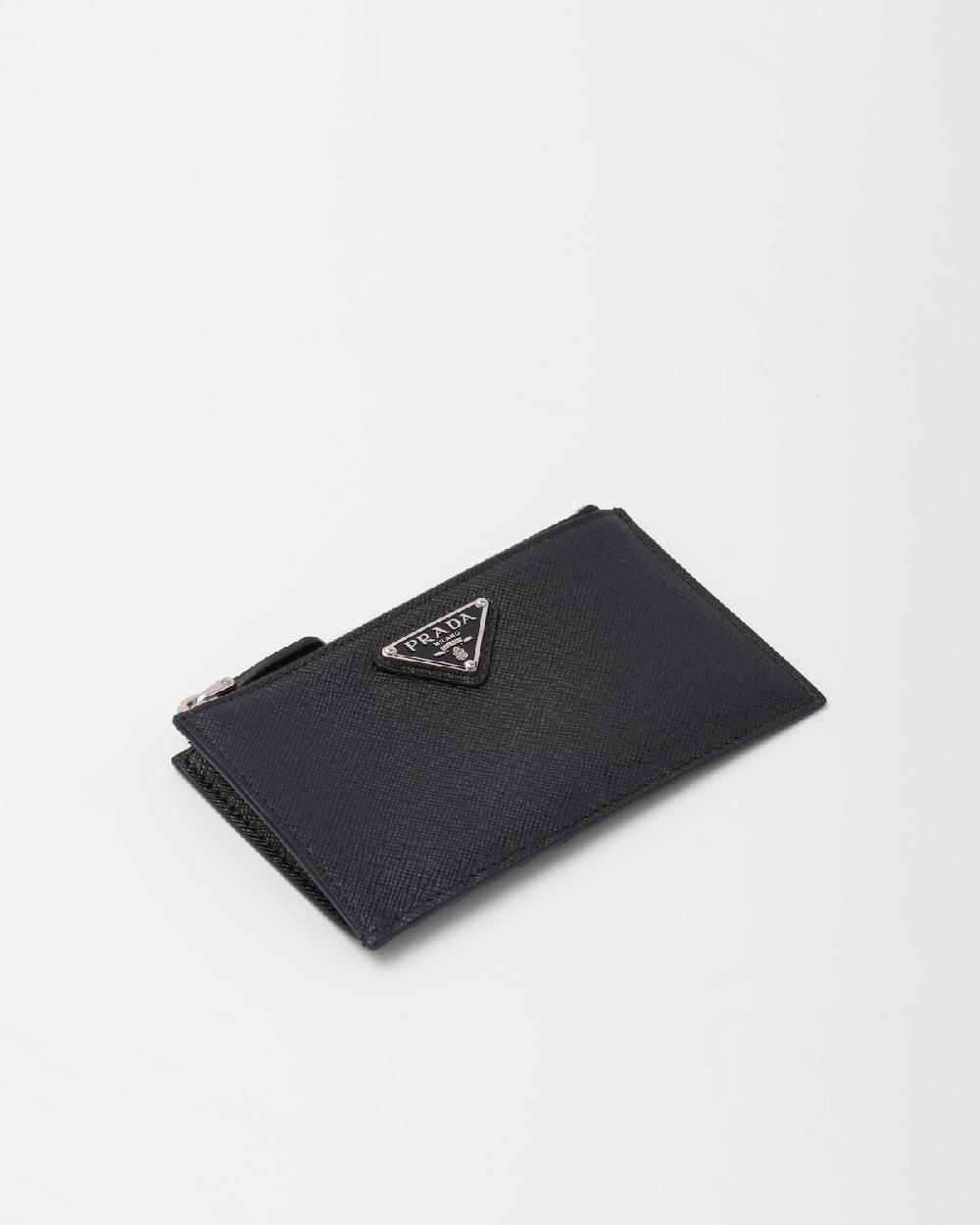 Prada Tarjetero de piel Saffiano Ofertas de temporada