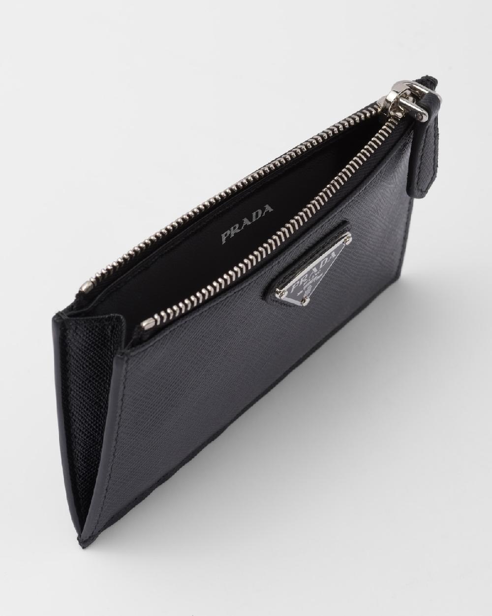 Prada Tarjetero de piel Saffiano Ofertas de temporada
