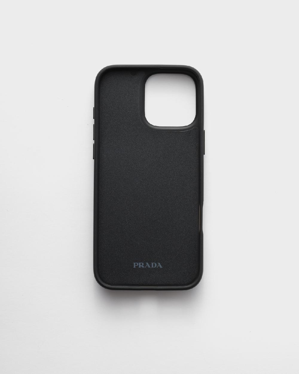 Prada Funda de piel Saffiano para iPhone 16 Pro Max Descuento