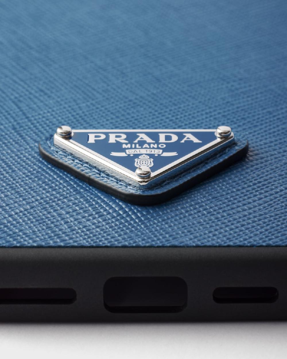 Prada Funda de piel Saffiano para iPhone 16 Pro Max Liquidación