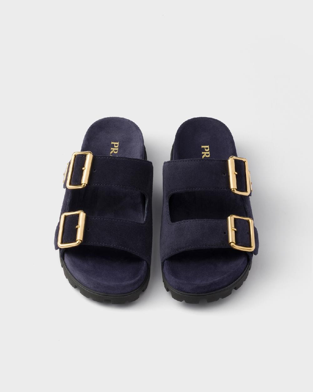 Prada Sandalias planas con tira de ante Oferta exclusiva