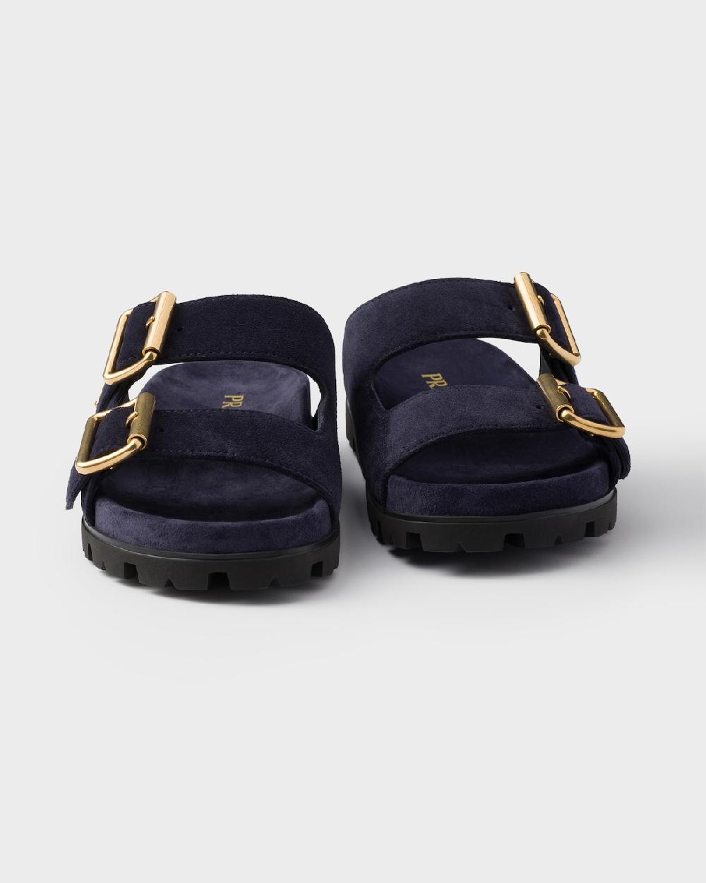 Prada Sandalias planas con tira de ante Oferta exclusiva