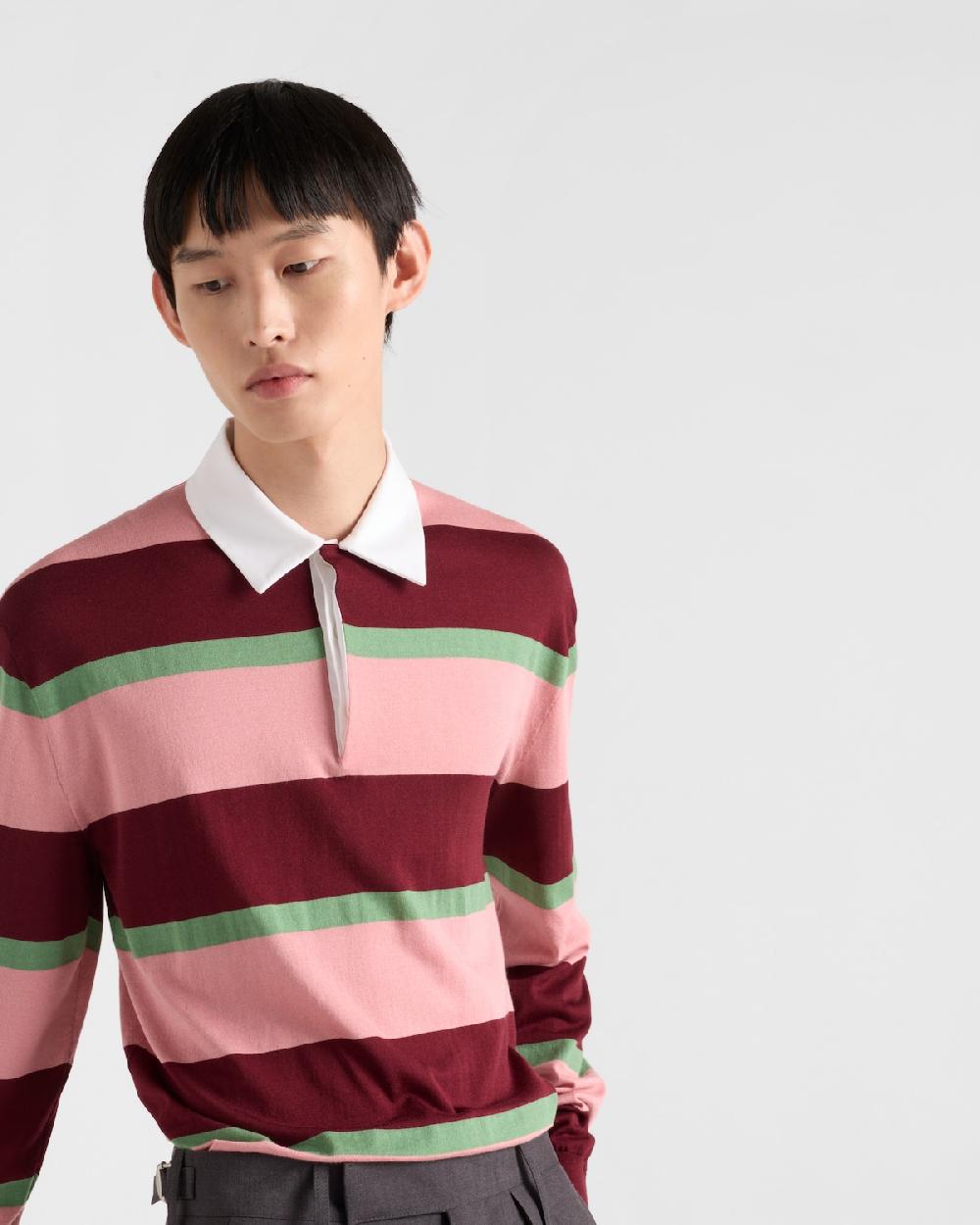 Prada Polo de seda y algodón a rayas 2025