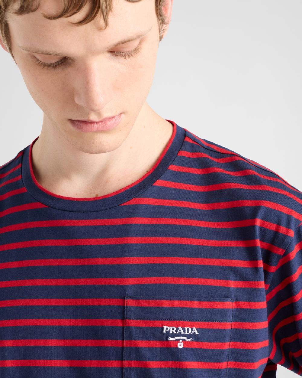 Prada Camiseta de algodón a rayas Outlet