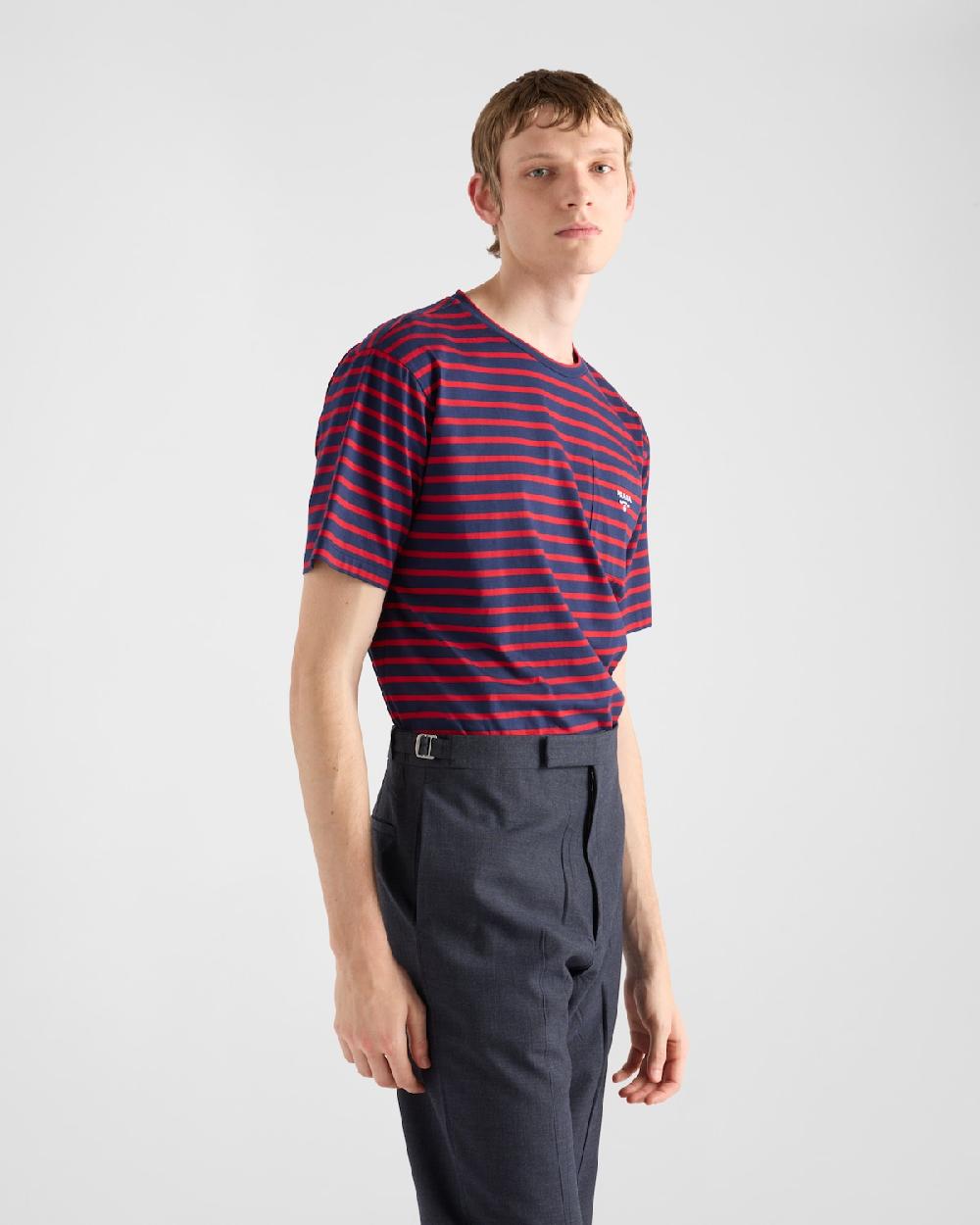 Prada Camiseta de algodón a rayas Outlet