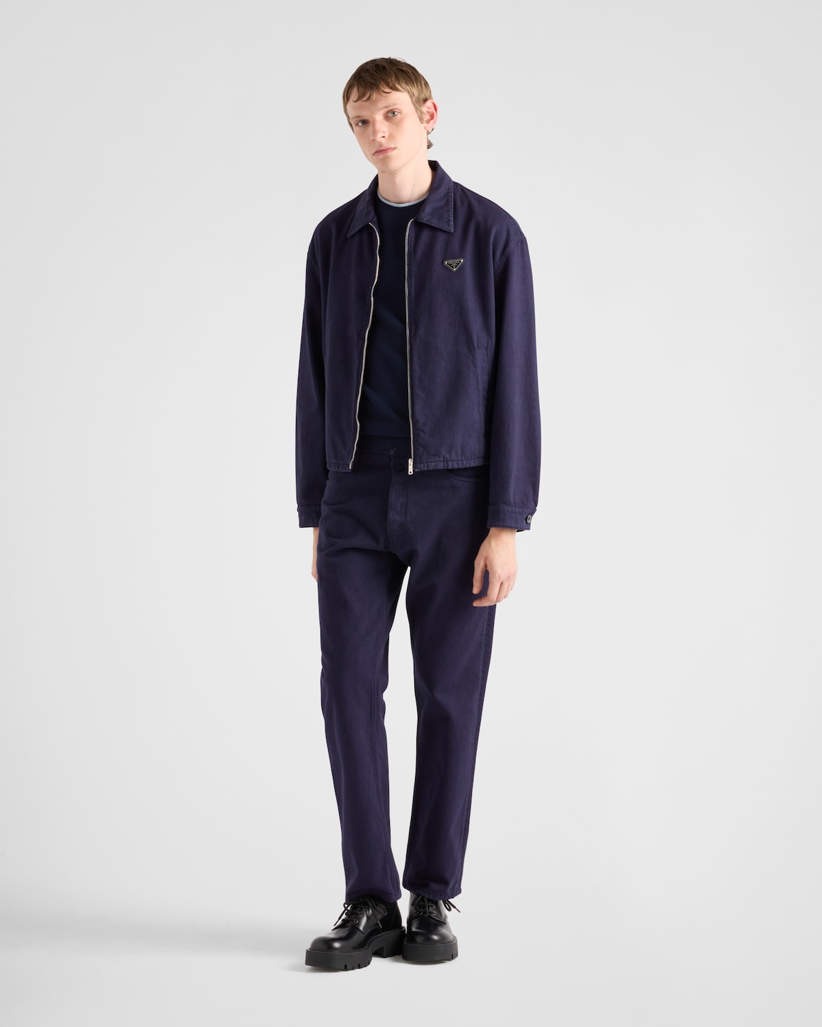 Prada Chaqueta vaquera de estilo envejecido con cremallera