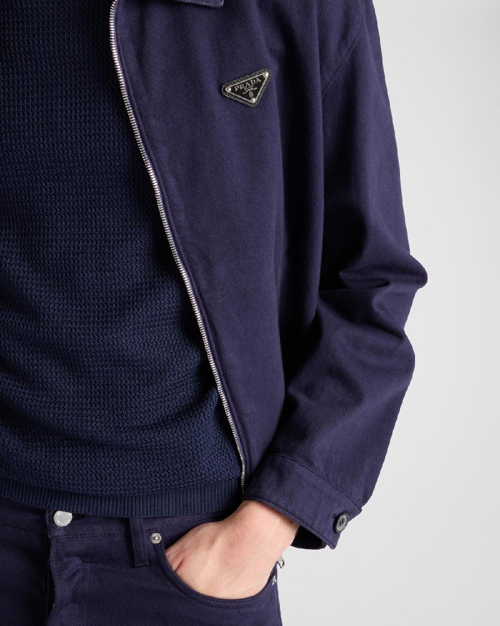 Prada Chaqueta vaquera de estilo envejecido con cremallera En oferta