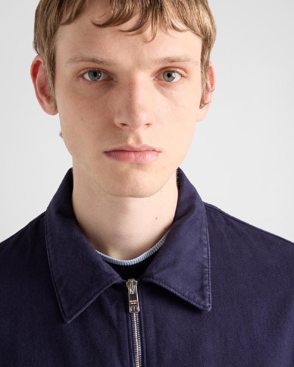 Prada Chaqueta vaquera de estilo envejecido con cremallera En oferta