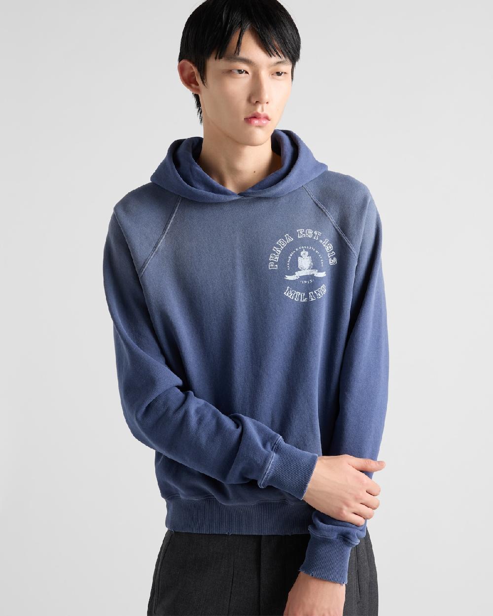Prada Sudadera en felpa de algodón estampada Descuento