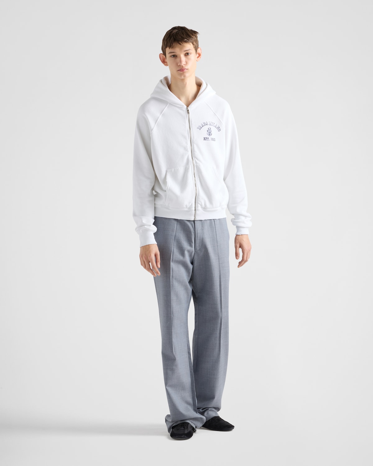 Prada Sudadera en felpa de algodón con capucha Tienda