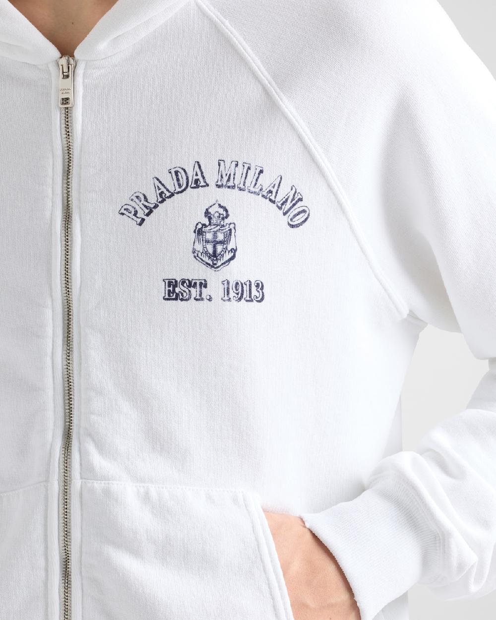Prada Sudadera en felpa de algodón con capucha Tienda