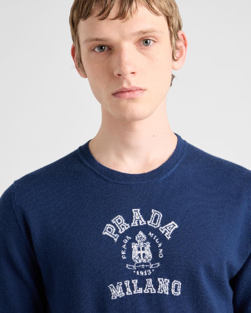 Prada Camiseta de cachemir con logo Liquidación