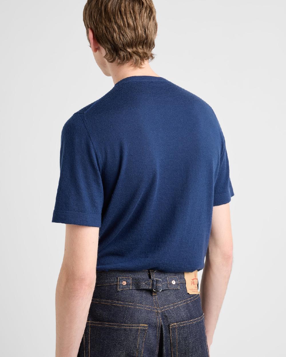 Prada Camiseta de cachemir con logo Liquidación