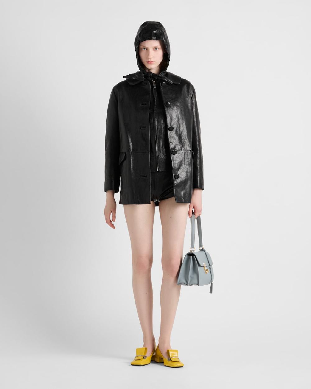 Prada Sudadera de piel con capucha Oferta especial de fábrica