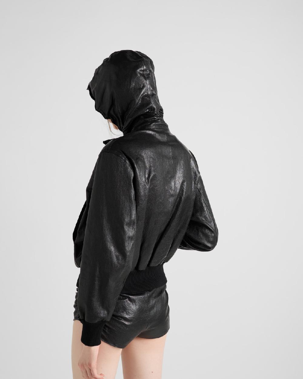 Prada Sudadera de piel con capucha Oferta especial de fábrica