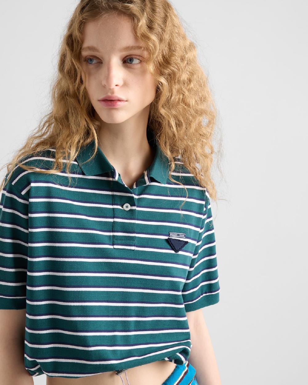 Prada Polo corto de piqué a rayas Superdescuento