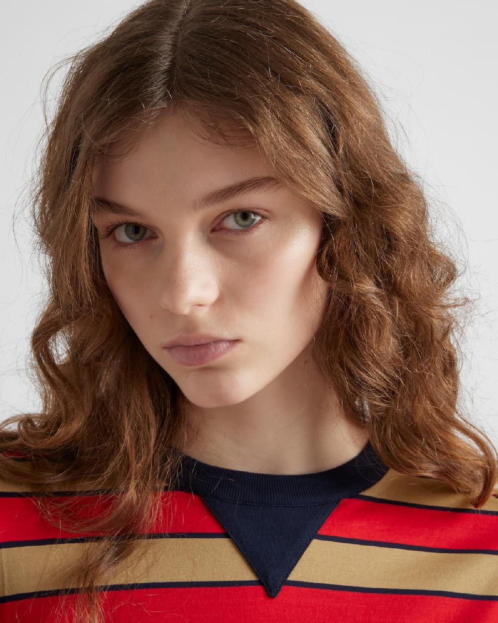 Prada Camiseta de manga larga de algodón de hilo de Escocia a rayas Liquidación