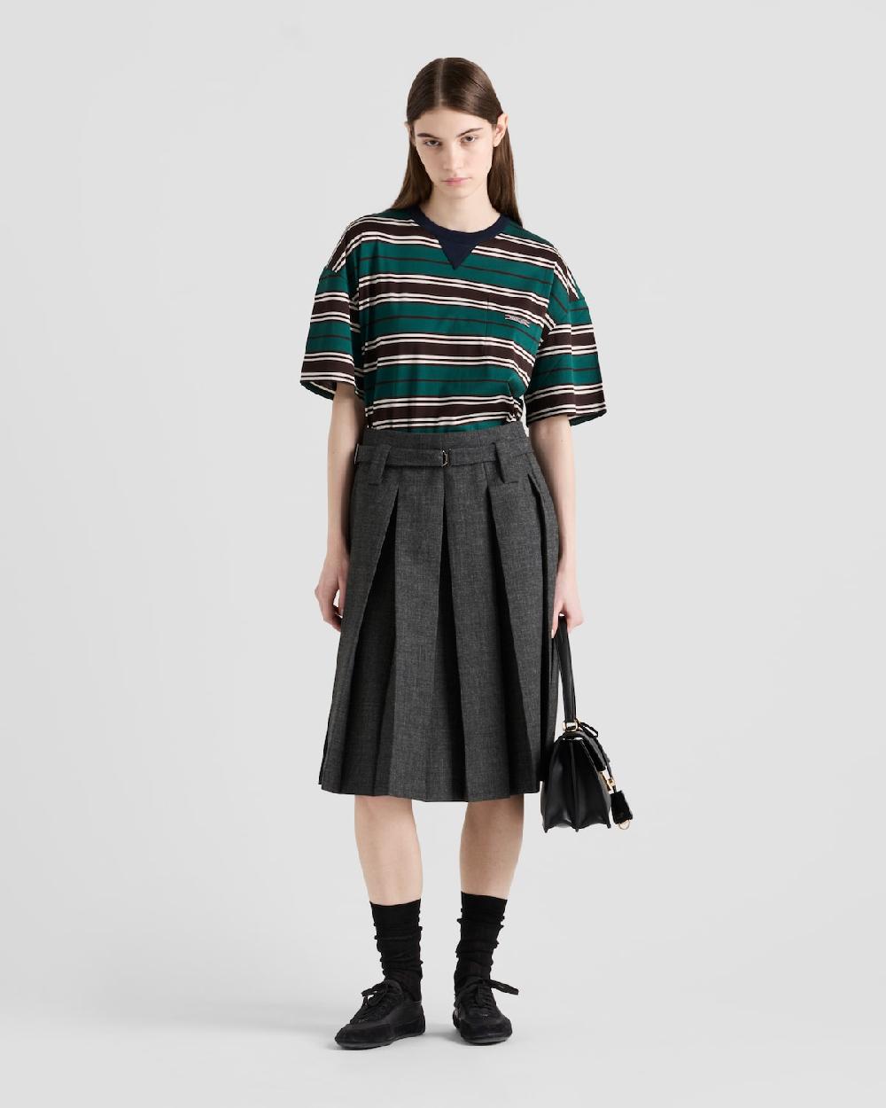 Prada Camiseta de algodón de hilo de Escocia a rayas Envío internacional gratuito