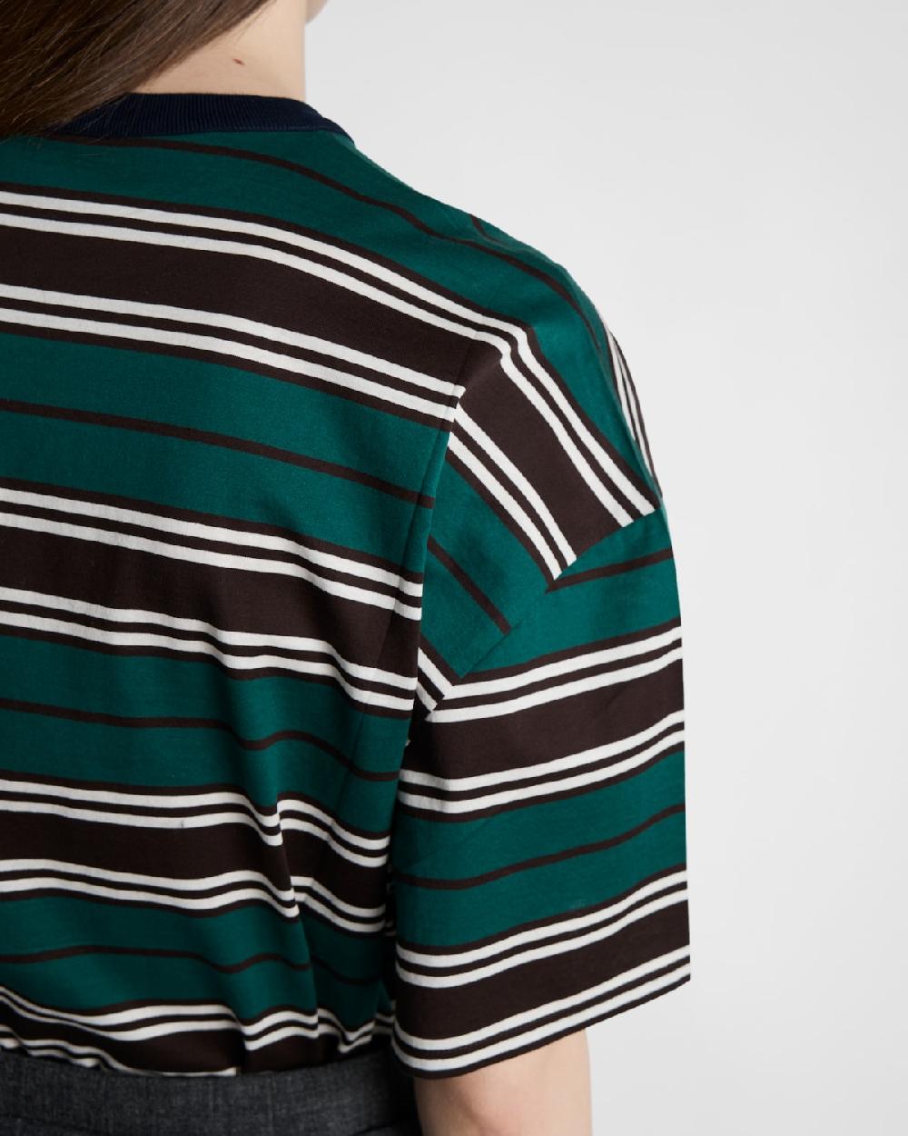 Prada Camiseta de algodón de hilo de Escocia a rayas Envío internacional gratuito
