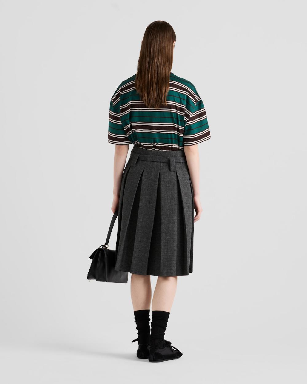 Prada Camiseta de algodón de hilo de Escocia a rayas Envío internacional gratuito