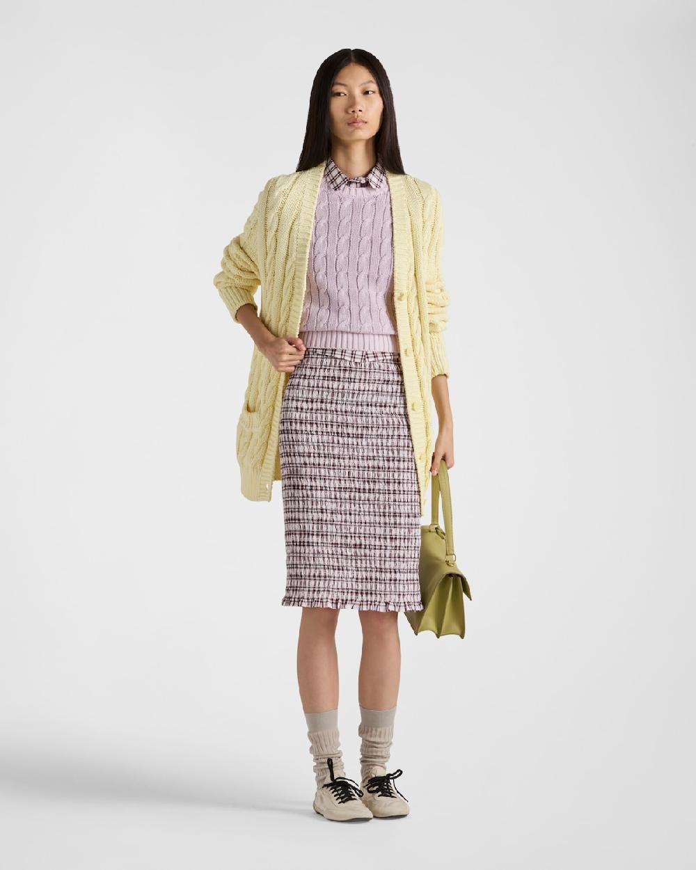 Prada Falda de algodón a cuadros Precios de Black Friday