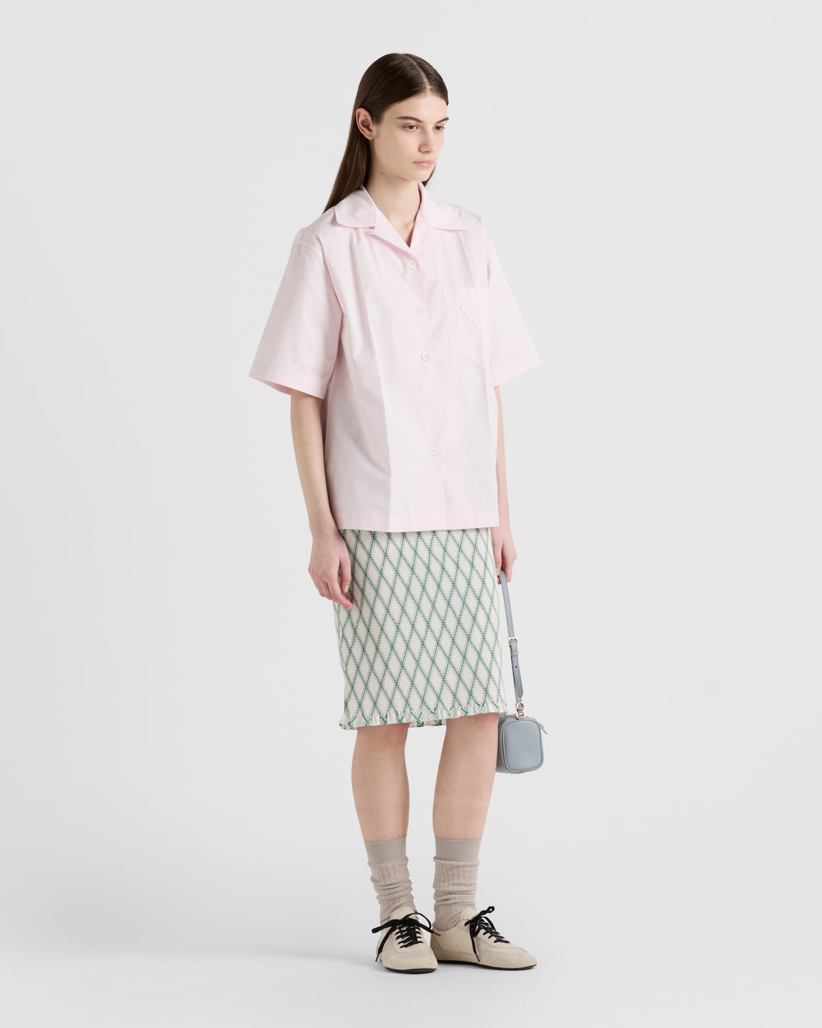 Prada Falda de algodón con patrón geométrico Oferta exclusiva