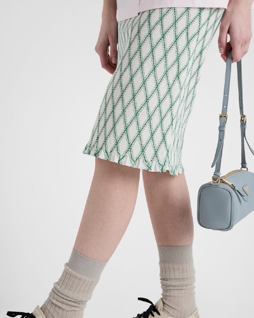 Prada Falda de algodón con patrón geométrico Oferta exclusiva