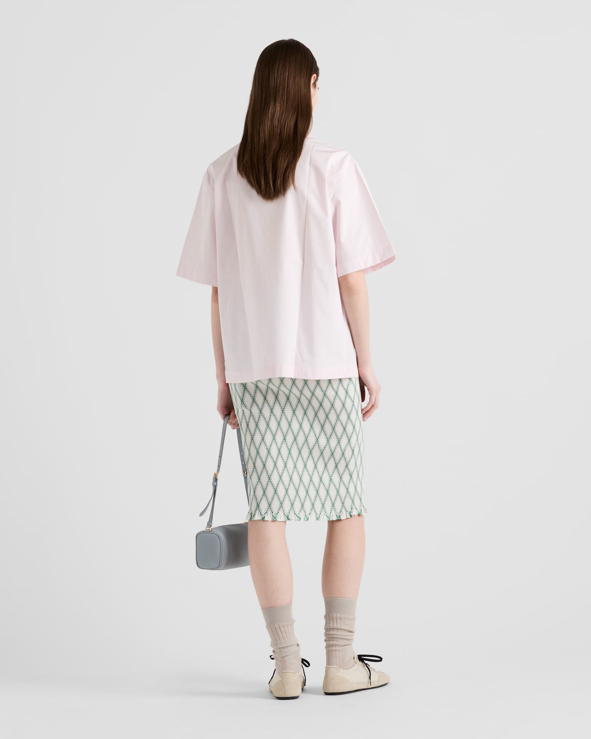 Prada Falda de algodón con patrón geométrico Oferta exclusiva
