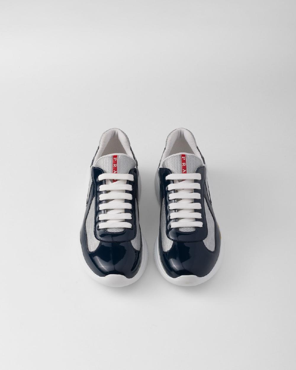 Prada Zapatillas Prada America's Cup de charol y tejido técnico Descuento por venta flash
