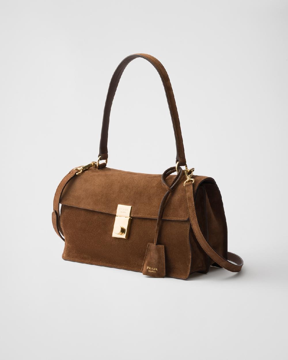 Prada Bolso bandolera Prada Soft Sound de ante mediano Tienda