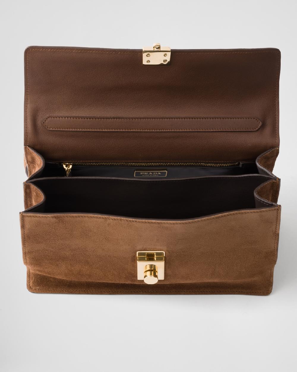 Prada Bolso bandolera Prada Soft Sound de ante mediano Tienda