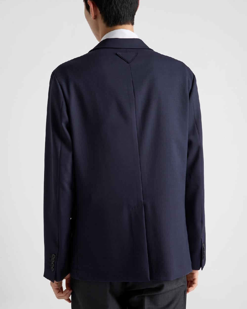Prada Chaqueta de botonadura simple en mezcla de lana Superdescuento