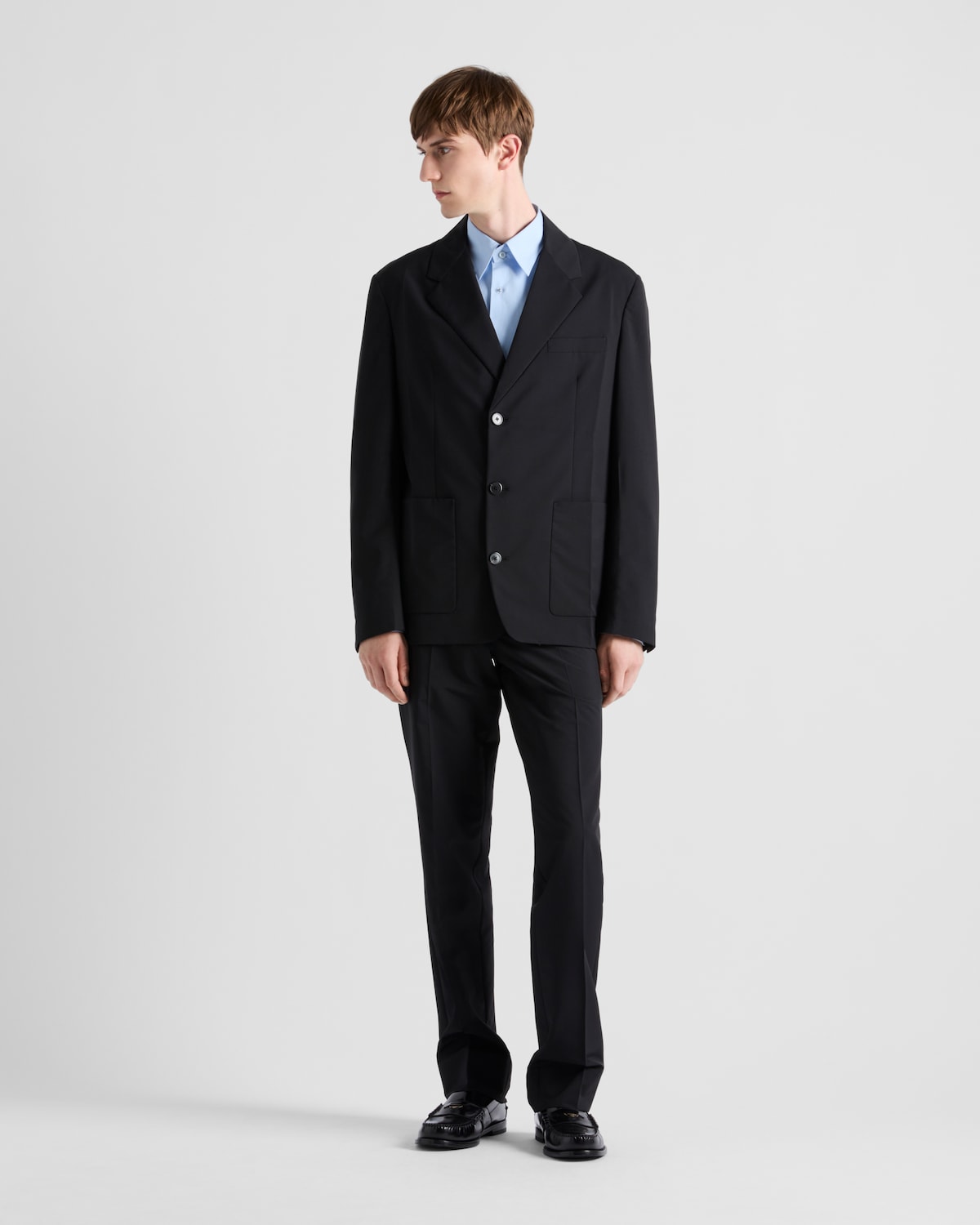 Prada Chaqueta de botonadura simple en mezcla de lana Grandes descuentos