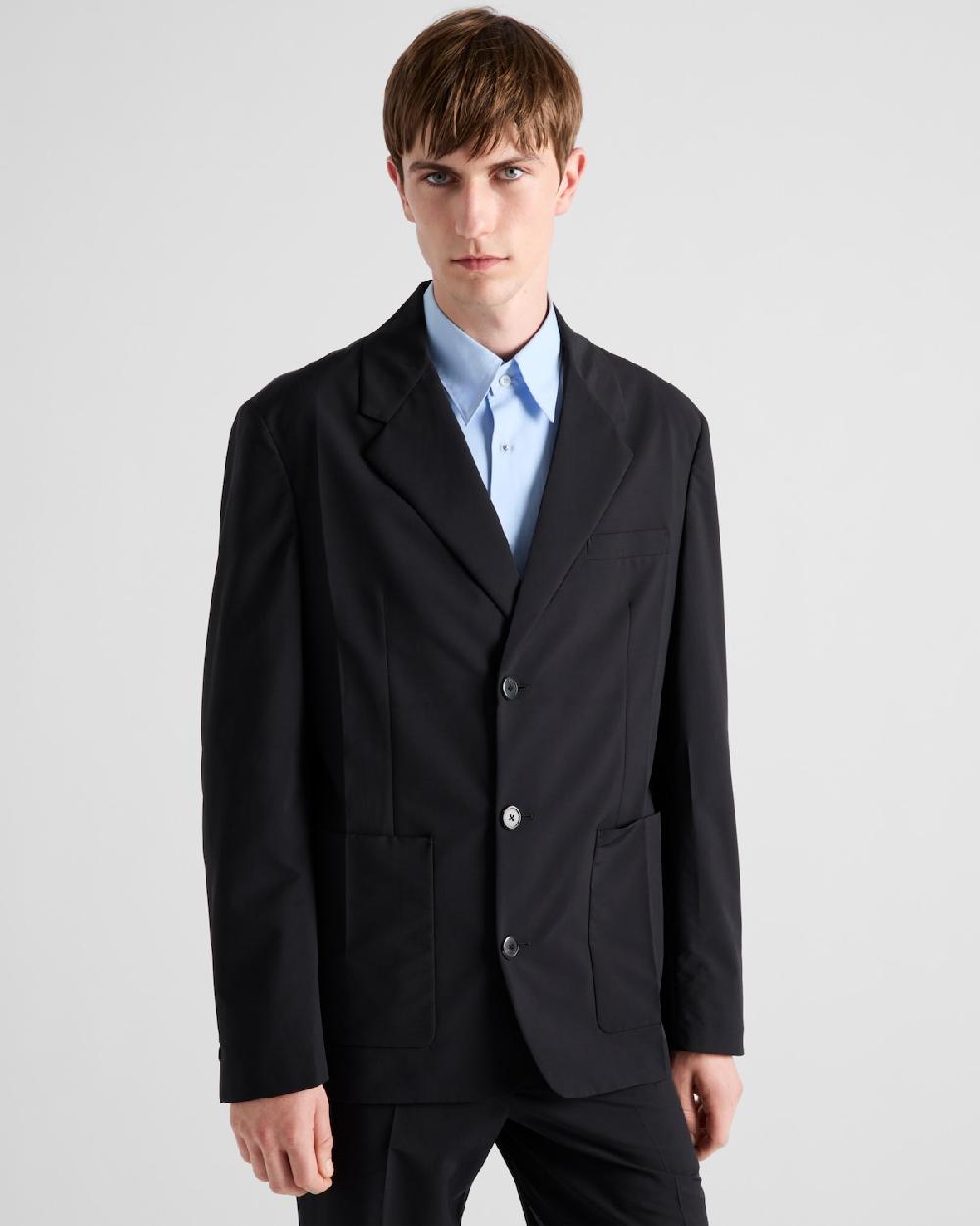 Prada Chaqueta de botonadura simple en mezcla de lana Grandes descuentos