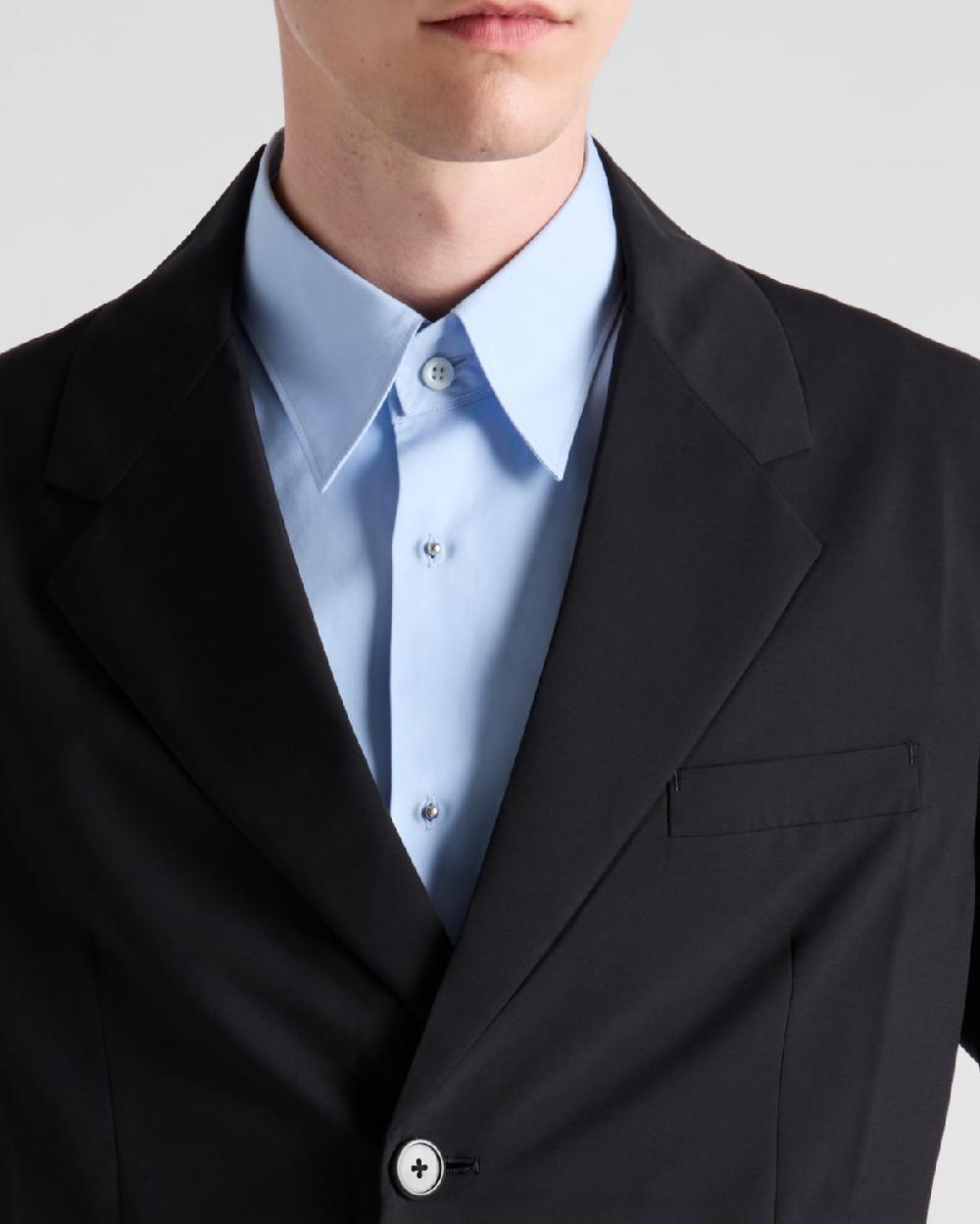 Prada Chaqueta de botonadura simple en mezcla de lana Grandes descuentos