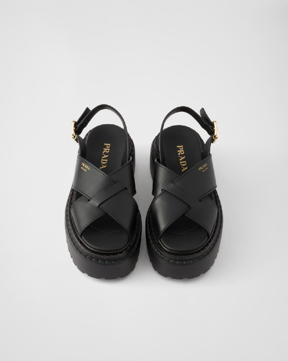 Prada Sandalias de piel trenzada Oferta exclusiva