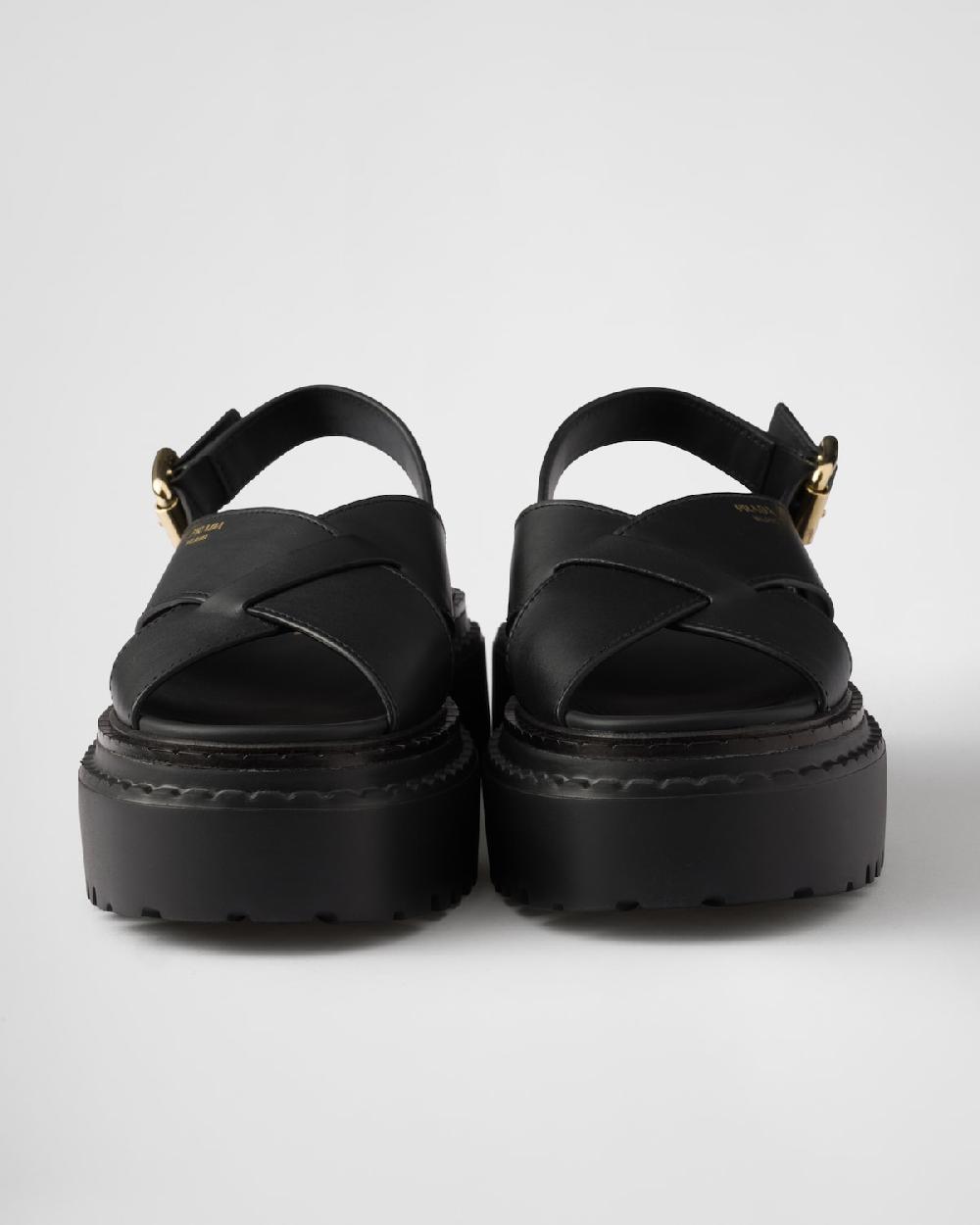 Prada Sandalias de piel trenzada Oferta exclusiva
