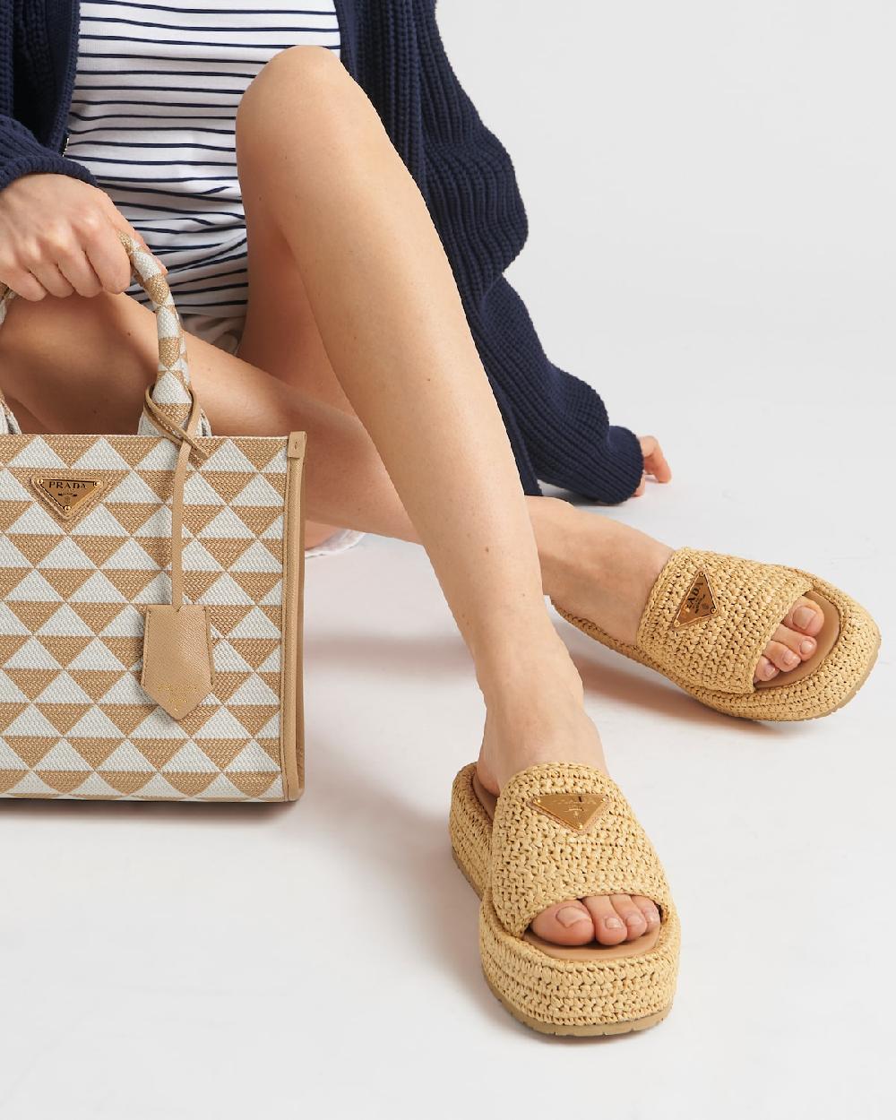 Prada Sandalias de plataforma de croché 2025