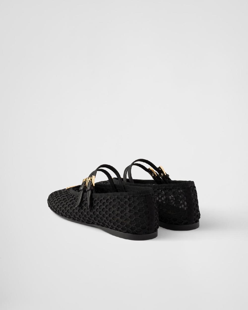 Prada Bailarinas de tejido de malla Rebajas