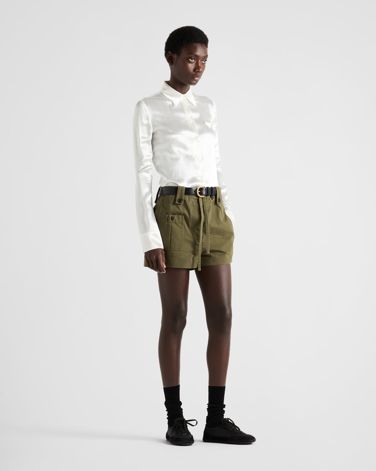 Prada Pantalones cortos de chevrón lavados