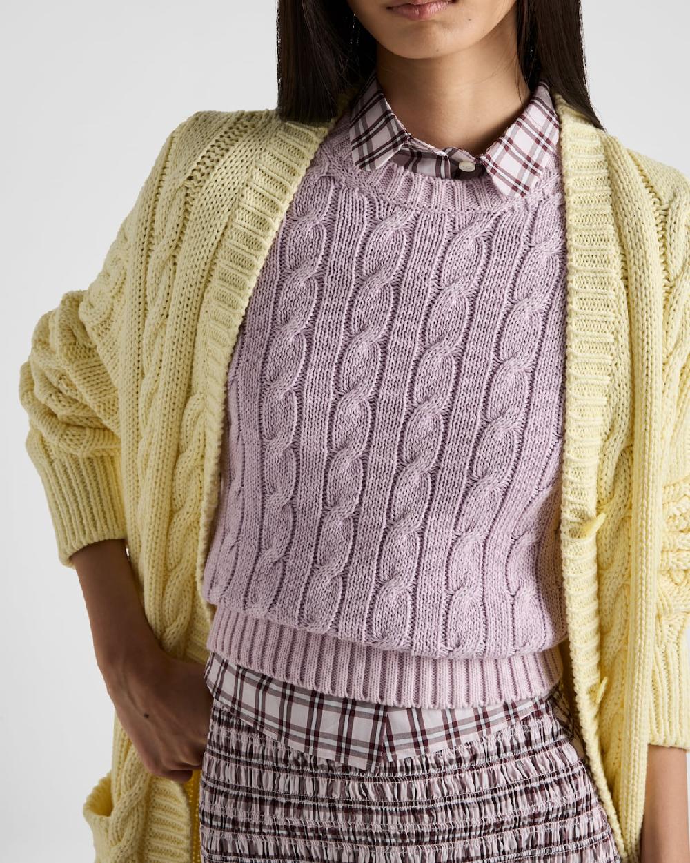 Prada Jersey de algodón con cuello redondo Ventas relámpago