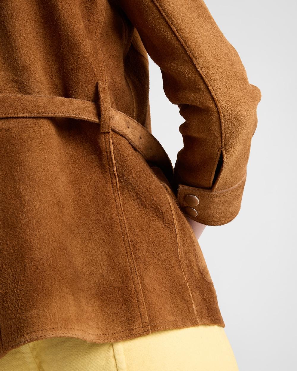 Prada Chaqueta safari de ante Liquidación