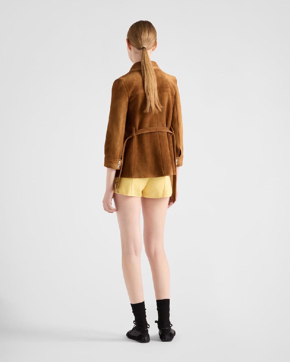 Prada Chaqueta safari de ante Liquidación