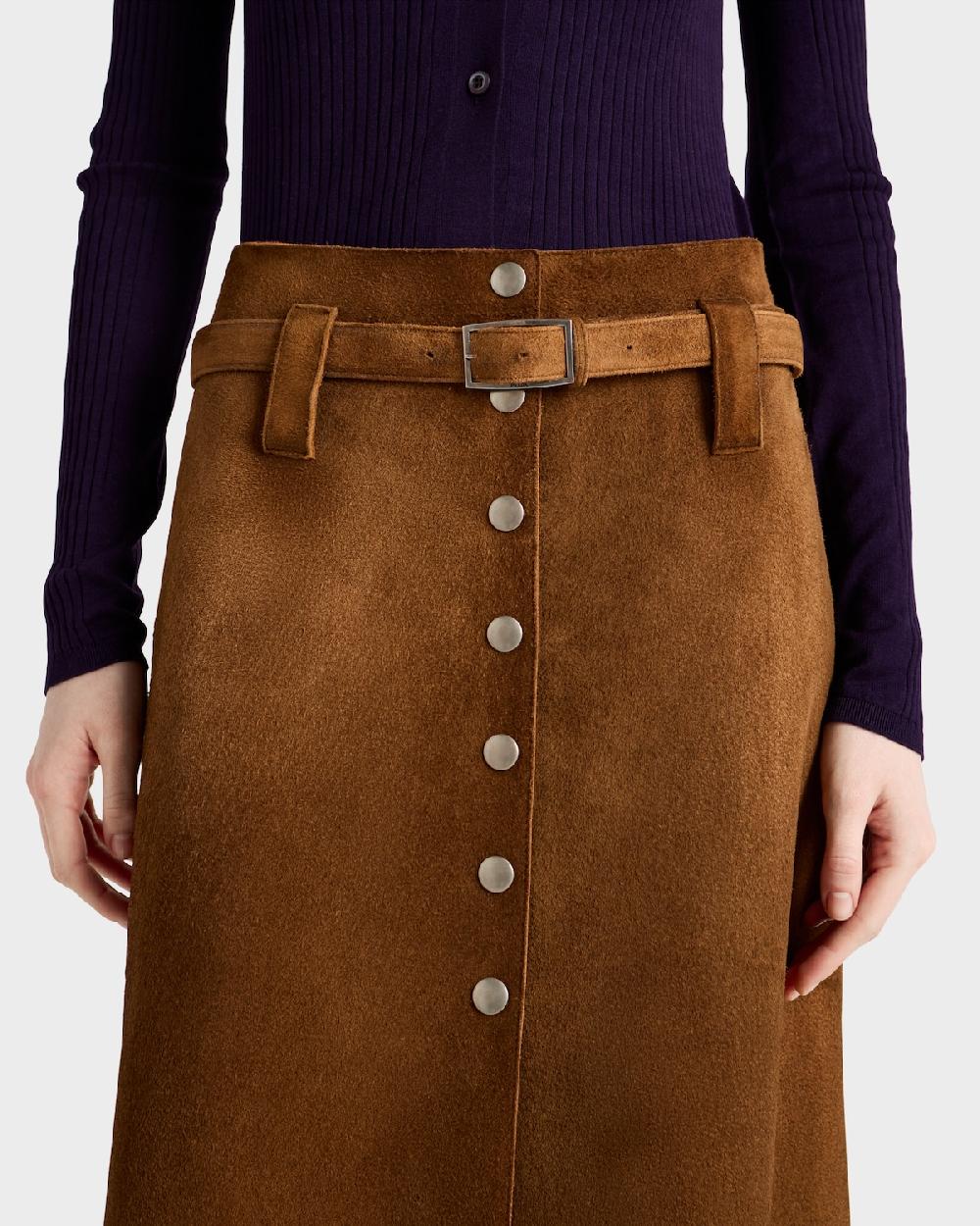 Prada Falda midi de ante Mejor oferta