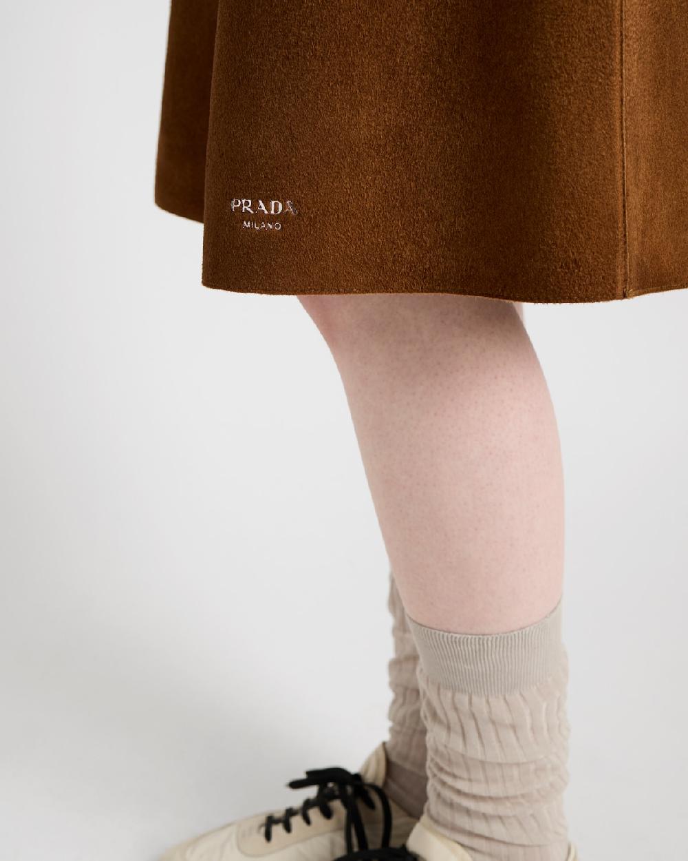 Prada Falda midi de ante Mejor oferta