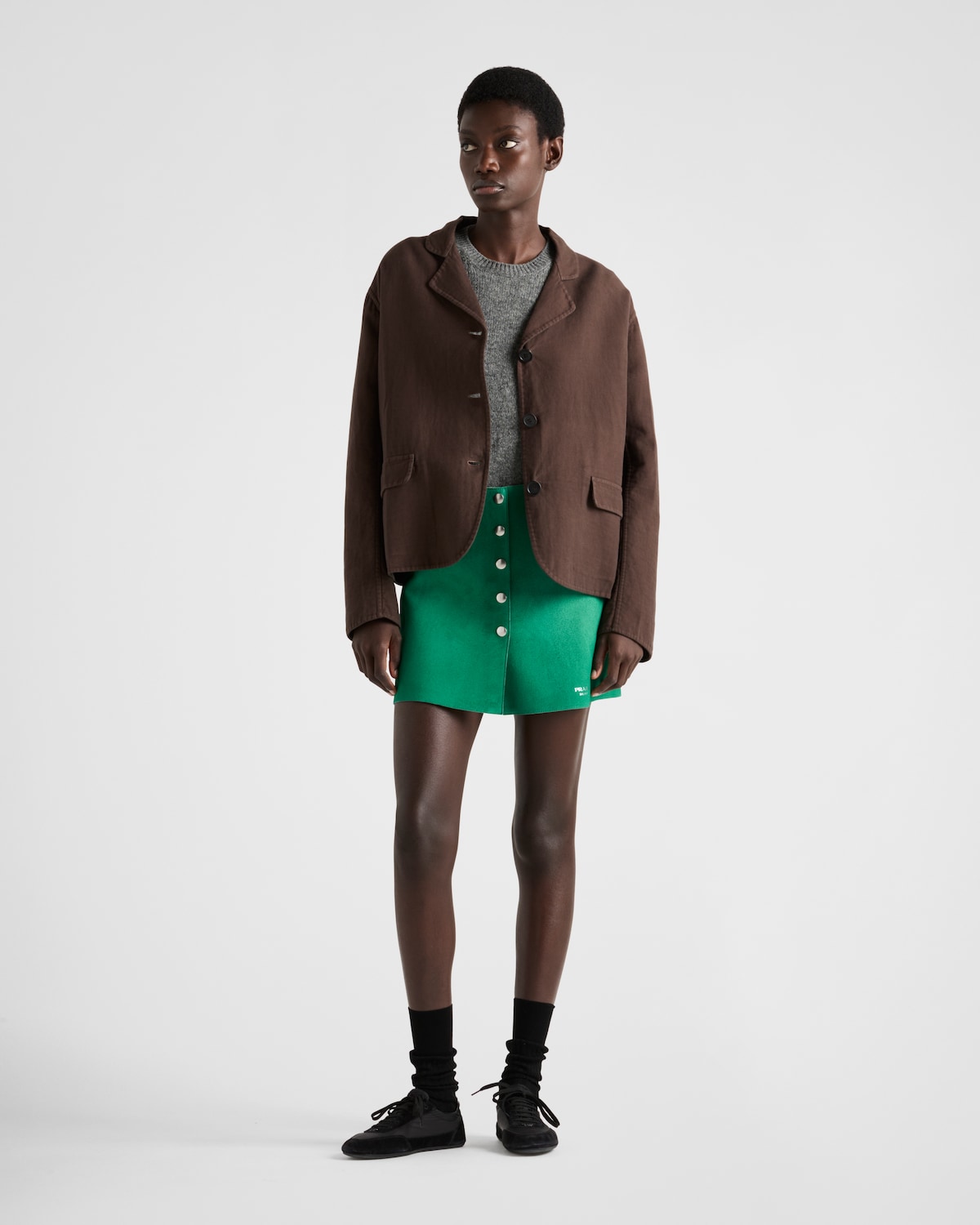 Prada Chaqueta de botonadura simple en algodón doble envejecido Rebajas online