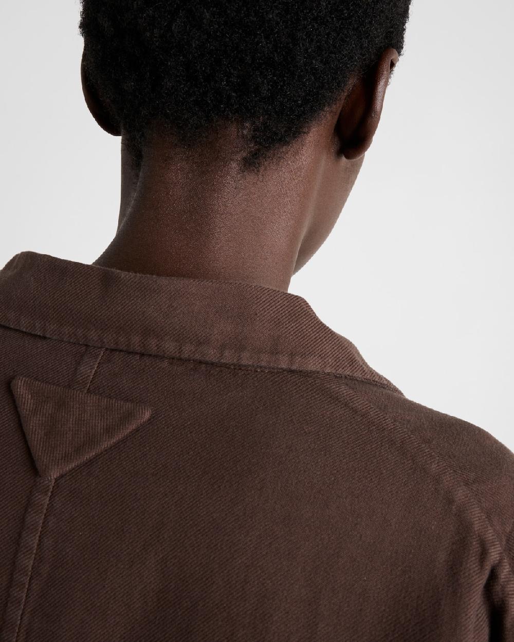 Prada Chaqueta de botonadura simple en algodón doble envejecido Rebajas online