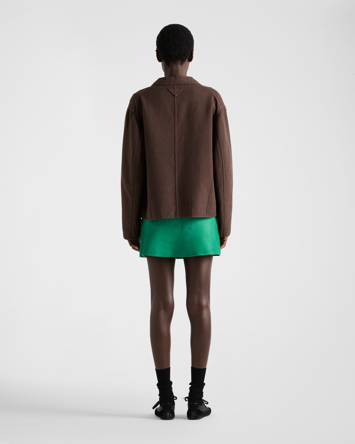 Prada Chaqueta de botonadura simple en algodón doble envejecido Rebajas online