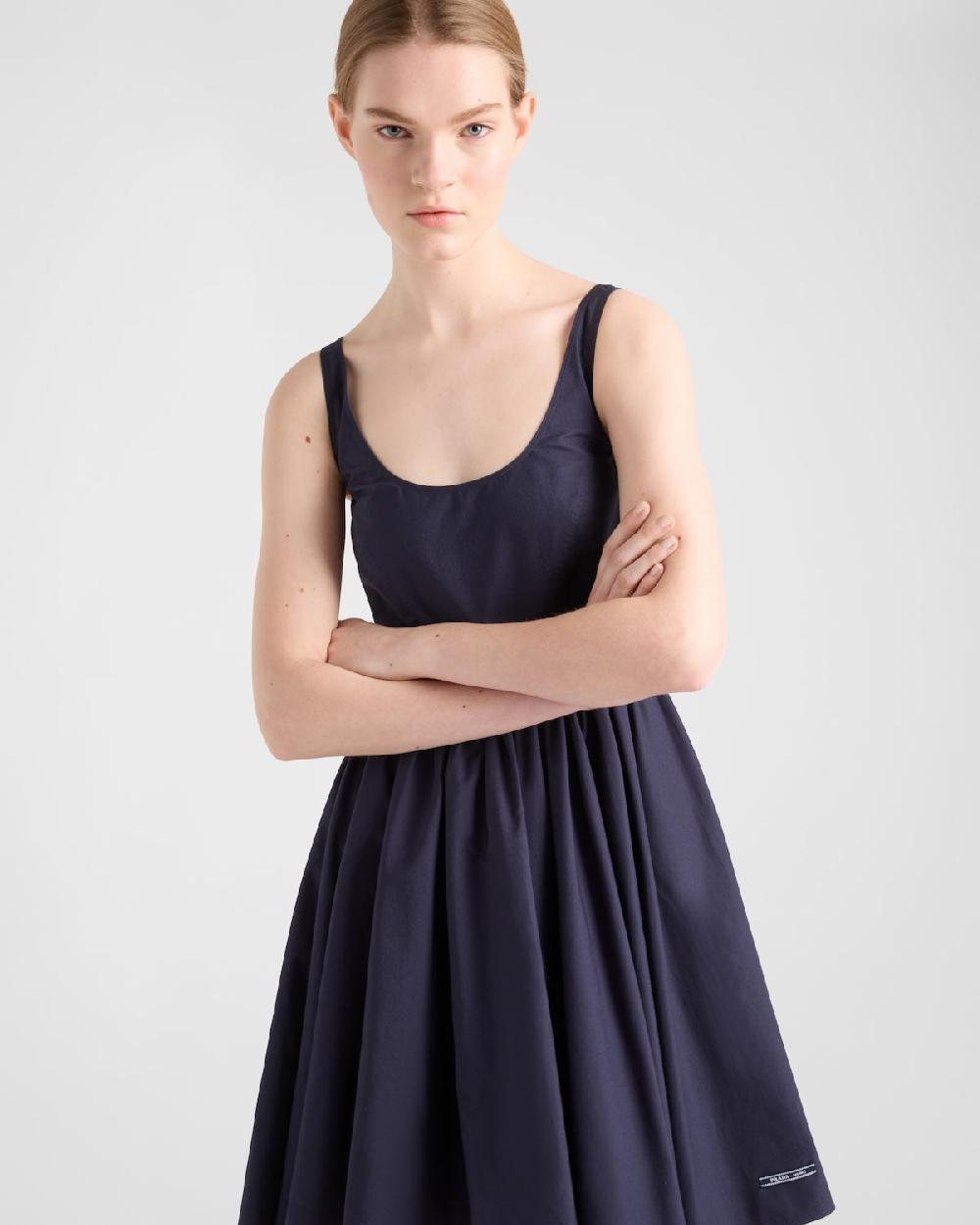 Prada Vestido de lona de algodón Promoción trimestral