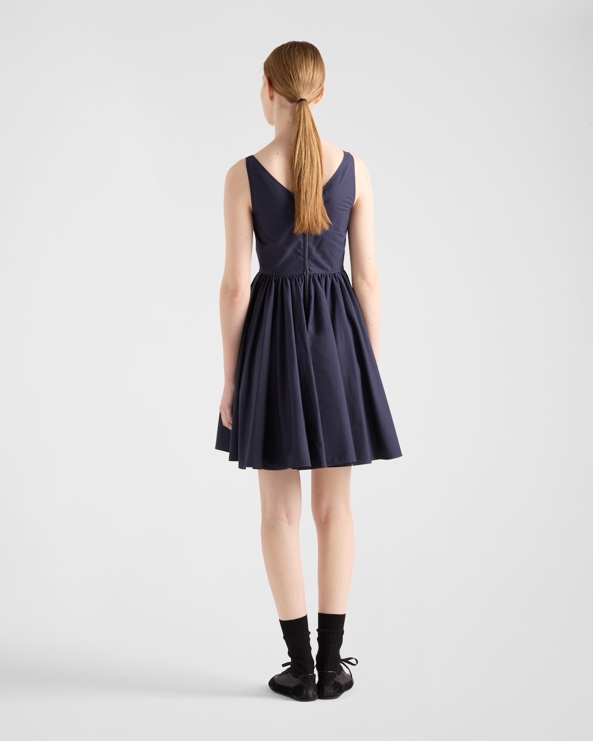 Prada Vestido de lona de algodón Promoción trimestral